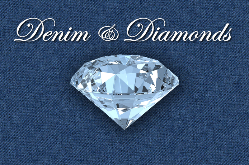 Premium Vector | Blue denim banner with round elements with silver diamonds.